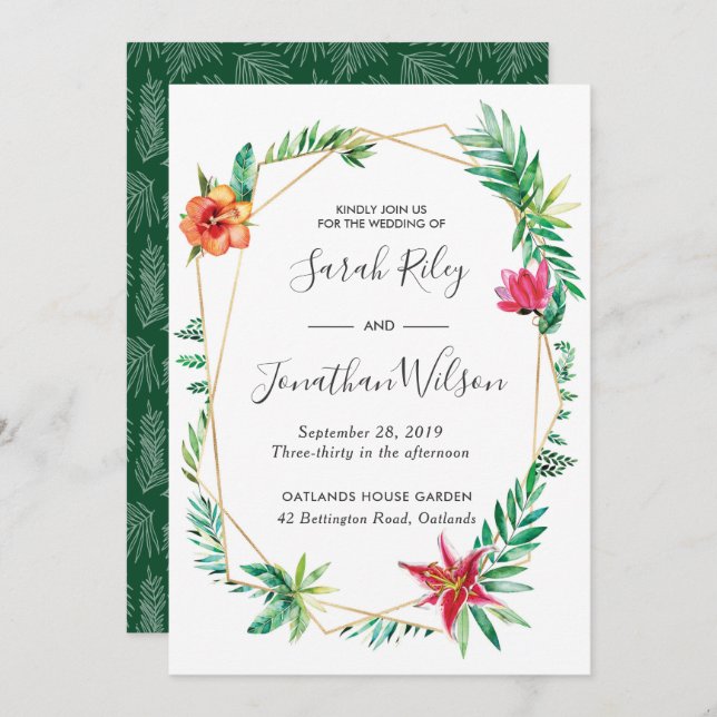 Tropical Floral Terrarium Wedding invitation (Front/Back)