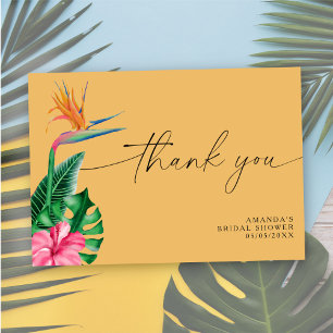 Tropical floral - thank you bridal shower card