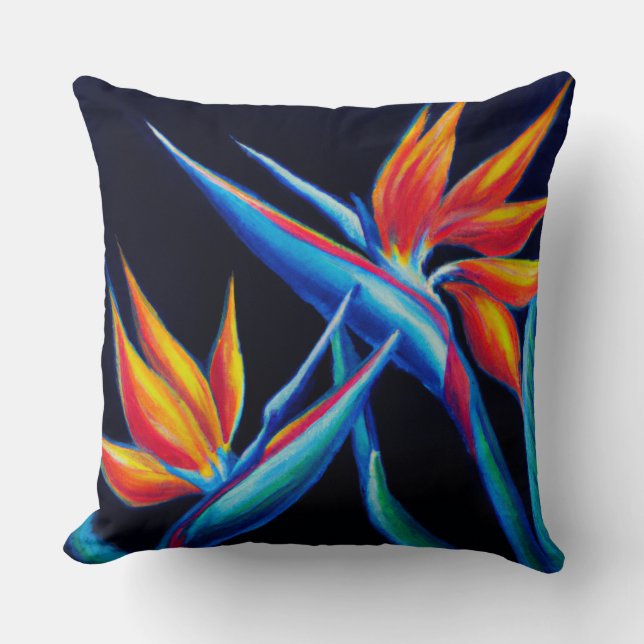 Tropical floral throw pillow (Front)
