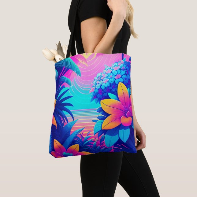 Tropical Floral  Tote Bag (Close Up)