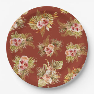 Tropical Floral Vintage Bridal Shower Paper Plate