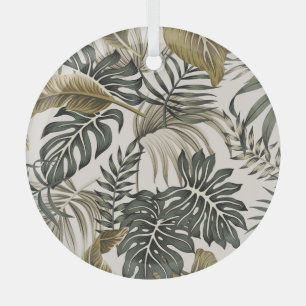 Tropical floral vintage, grey foliage, seamless. glass tree decoration