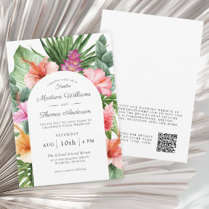 Tropical Floral Watercolor All in One Wedding Invitation