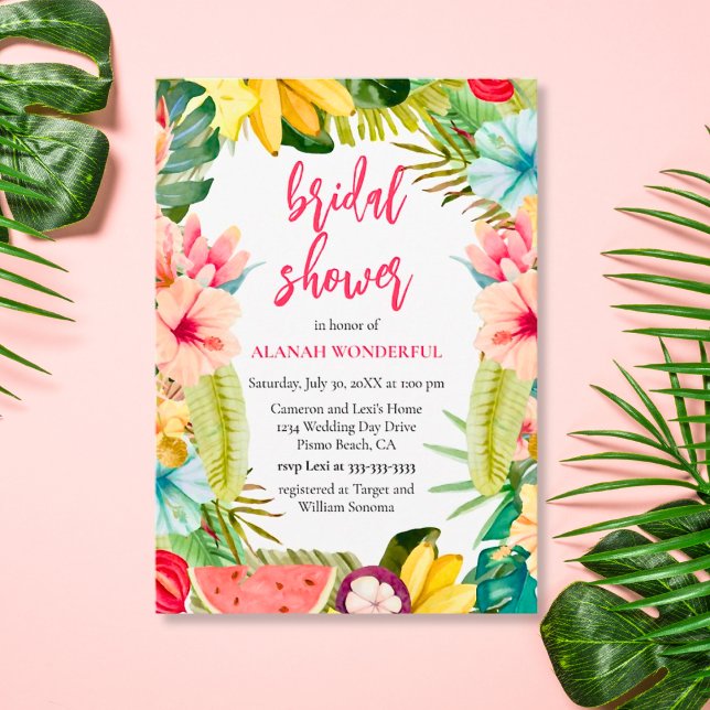 Tropical Floral Watercolor Bridal Shower Invitation (Creator Uploaded)