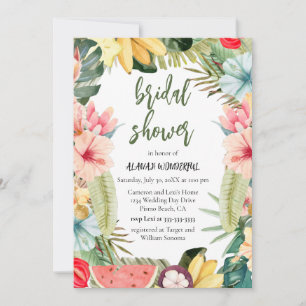 Tropical Floral Watercolor Bridal Shower  Invitation