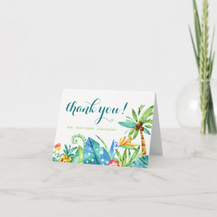 Tropical Floral Watercolor Thank You Note Card