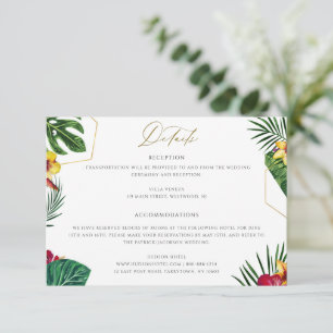 Tropical Floral Wedding Details Card