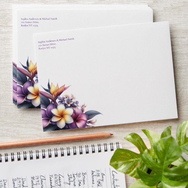 Tropical Floral Wedding- Envelope (Stacked)