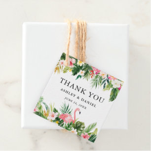 Tropical Floral Wedding Flamingo Thank You Favour Tags