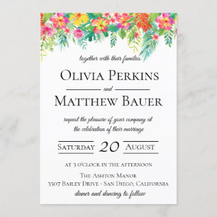 Tropical Floral Wedding Invitation
