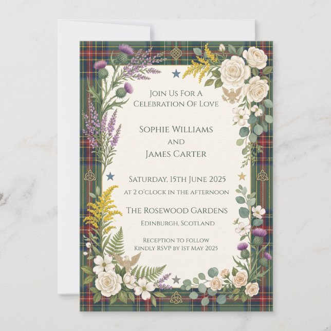 Tropical Floral Wedding Invitation (Front)