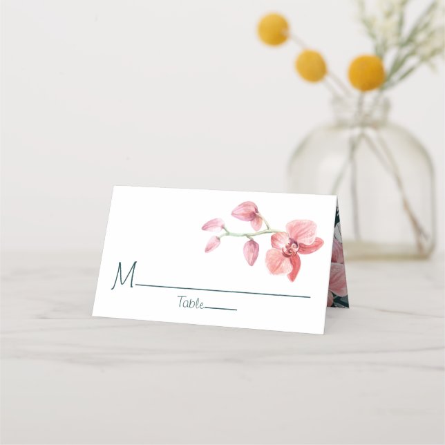 Tropical Floral Wedding Personalised Place Card (Front)