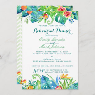 Tropical Floral Wedding Rehearsal Invitation