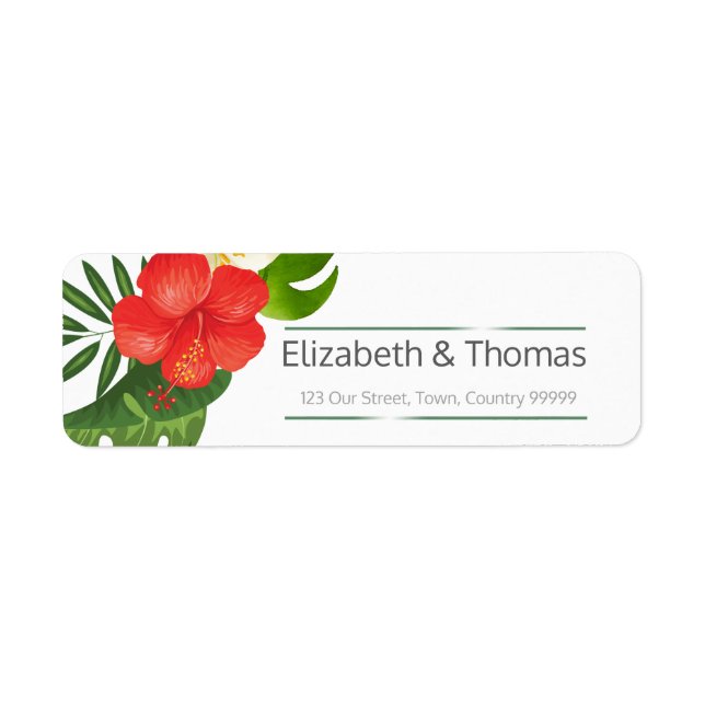 Tropical Floral Wedding Return Address ID475 Label (Front)