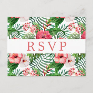 Tropical Floral Wedding RSVP Postcard