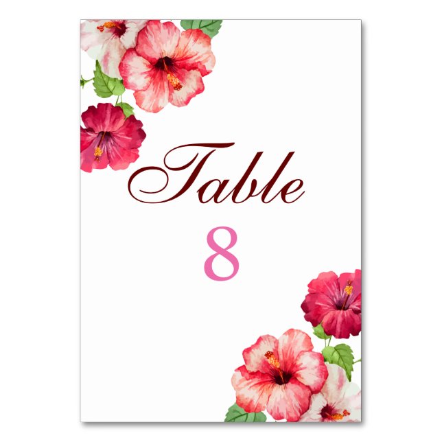 Tropical Floral | Wedding Table Number (Front)