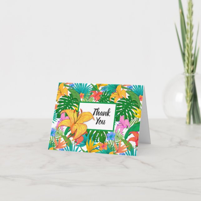 Tropical Floral Wedding Thank You Card (Front)