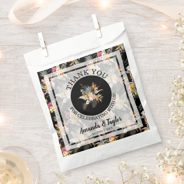 Tropical Floral Wedding Thank You Favour Bag (Clipped)