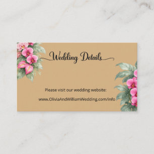 Tropical Floral Wedding Website QR Code Enclosure Card