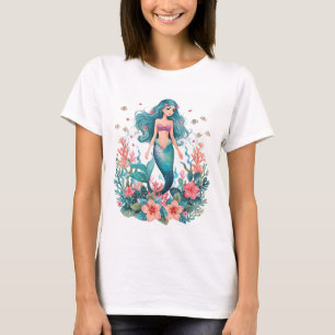 Tropical Floral Woman T-Shirt Butterfly Design B