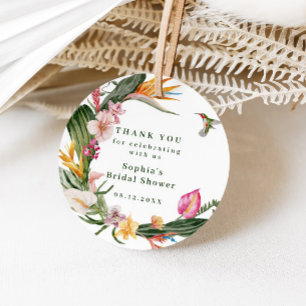 Tropical Floral Wreath Bridal Shower Invitation Favour Tags