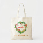 Tropical Floral Wreath Personalised Jr Bridesmaid Tote Bag<br><div class="desc">Personalised Junior Bridesmaid heart shaped Tropical Floral wreath Bridal Party Tote Bag</div>