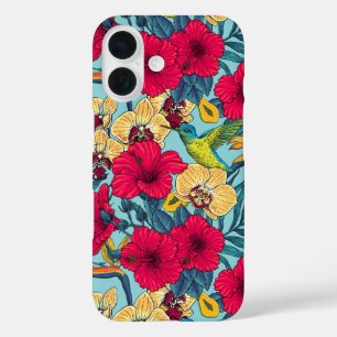 Tropical Florals and Hummingbird - Summer Botanica iPhone 16 Case