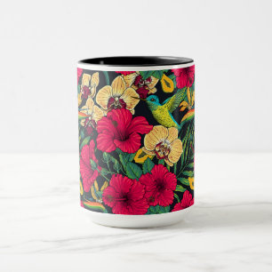 Tropical Florals and Hummingbird - Summer Botanica Mug