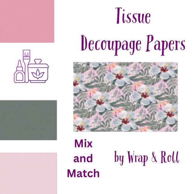 Tropical Florals Grey, Pink, White Tissue Paper (Creator Uploaded)