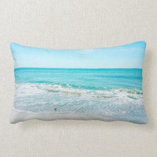 Tropical Florida Beach Sand Ocean Waves Sandpiper Lumbar Cushion