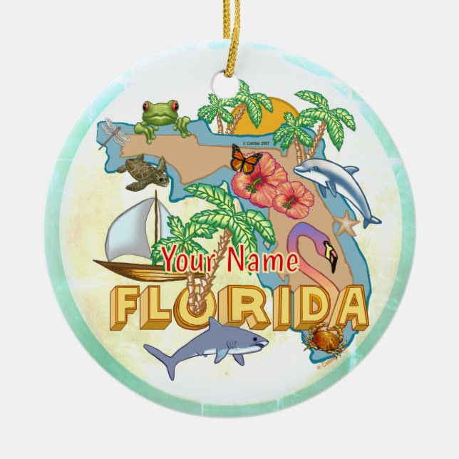 Tropical Florida  Ceramic Ornament (Front)