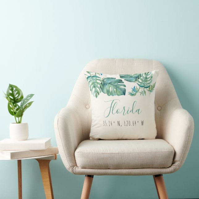 Tropical Florida Living Room Map Coordinates Cushion (Chair)