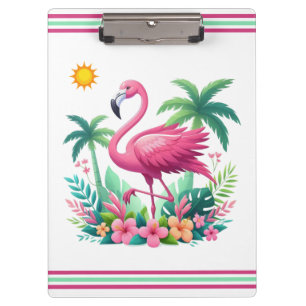 Tropical/Florida pink flamingo Clipboard