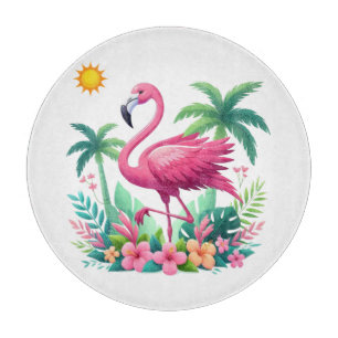 Tropical/Florida pink flamingo Cutting Board