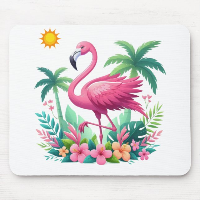 Tropical/Florida pink flamingo Mouse Pad (Front)