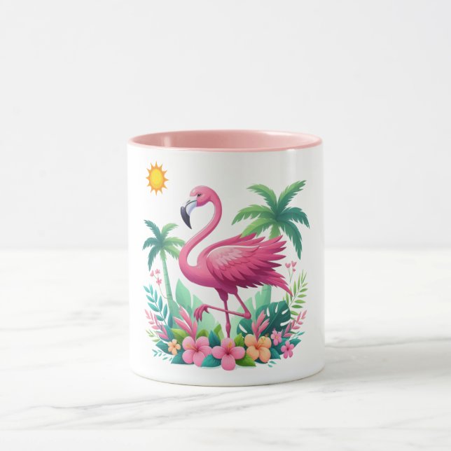 Tropical/Florida pink flamingo Mug (Center)