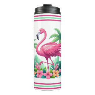 Tropical/Florida pink flamingo Thermal Tumbler