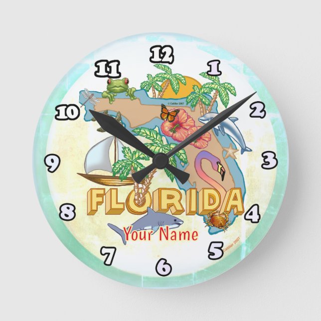 Tropical Florida  Round Clock (Front)