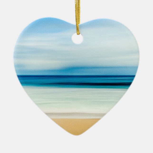 Tropical Florida Sandy Beach, Ocean & Waves Ceramic Ornament (Front)