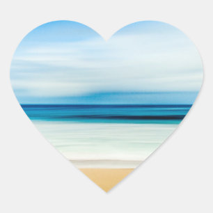 Tropical Florida Sandy Beach, Ocean & Waves Heart Sticker