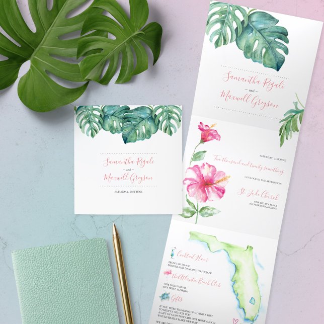 Tropical Florida Wedding Invitation All In One (Creator Uploaded)