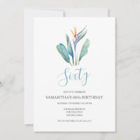 Tropical Flower 60th Birthday Invitation