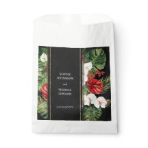 Tropical flower and leaves dark watercolor wedding