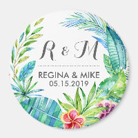 Tropical Flower and Leaves Wreath Spring Wedding
