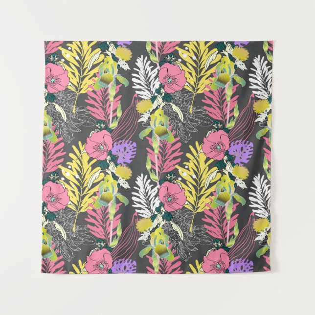 Tropical Flower Art: Original Pattern. Tapestry (Front)