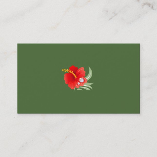 Tropical Flower (Basil Green) Business Card (Front)