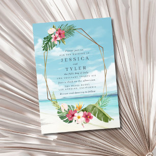 Tropical Flower Beach Wedding Invitation
