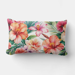 Tropical Flower Bliss Red Pink Orange Throw Pillow