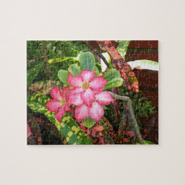 Tropical flower fiesta - vivid pink jigsaw puzzle (Horizontal)