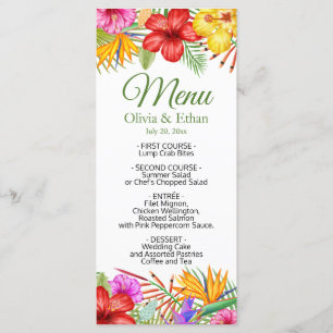 Tropical Flower Garden with Red Hibiscus Menu